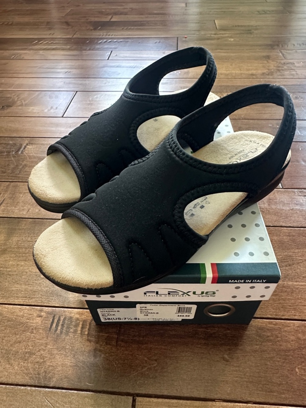 Comfort Mesh Slingback Sandals for Women in Black Flexus Nyman-B New